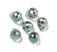 Elecrelive 100Pcs Top Drilled Teardrop Crystal Beads Dark Cyan Water Drop Glass Beads for Suncatcher Chandelier Prisms Parts Jewelry Making Home Decor