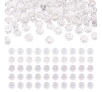 Elecrelive 100Pcs Transparent Letter Beads 10mm Flat Round Vowel A E I O U White Glass Alphabet Beads for Jewelry DIY Making Crafts Bracelets Necklaces Ornaments