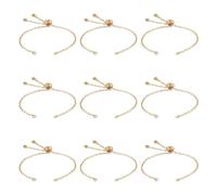 Elecrelive 10pcs Adjustable Slider Bracelets for Jewelry Making Real 18K Gold Plated Brass Extender Chains with Cubic Zirconia 7.87 Inch Long Semi Finished Chain for Women Bracelet Making