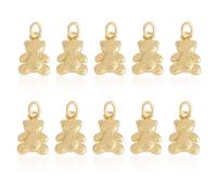 Elecrelive 10Pcs Cute Bear Pendants 18K Gold Plated Teddy Bear Charms Golden Animal Charms for Necklace Bracelet Earring Jewelry Accessories