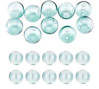 Elecrelive 10Pcs Round Blown Globe Beads Dark Cyan 2-Hole Mini Glass Orbs 18mm Crystal Wish Ball Charms for Necklace Pendant Earring Christmas Ornaments