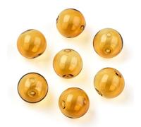 Elecrelive 10Pcs Round Blown Globe Beads Goldenrod 2-Hole Mini Glass Orbs 18mm Crystal Wish Ball Charms for Necklace Pendant Earring Christmas Ornaments