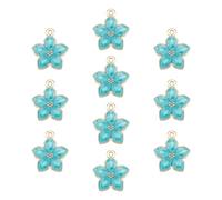 Elecrelive 10Pcs Sky Blue Sakura Flower Enamel Charms Cherry Blossom Charms Gold Plated Pendant for DIY Necklace Bracelet Earrings Jewelry Making