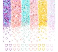 Elecrelive 120 Grams Heart Loose Sequins Mini Hollow Heart Sequins 6 Colors Iridescent Spangles Plastic Sequins Beads Heart Glitter Confetti for Wedding Clothes Jewelry Nails Decorations
