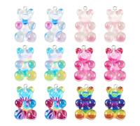 Elecrelive 12pcs Large Gummy Bear Charms Colorful Resin Teddy Bear Dangle Charms Glitter 3D Toy Bear Bead Charms with Sequins for Necklace Bracelet Earring DIY Jewelry Making