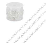 Elecrelive 16.4 Feet Silver Chains Flat Oval Cable Chains 3.5x3x0.5mm Silver Plated Rolo Cable Links for Jewelry Bracelet Necklace Making