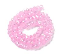 Elecrelive 20 Strands Crystal Glass Rondelle Beads 6mm Faceted Crystal Beads Hot Pink Baked Paint Glass Spacers for DIY Bracelet Necklace Earring Keychain Supplies
