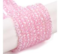 Elecrelive 20 Strands Faceted Rondelle Glass Beads 4mm Hot Pink Briolette Crystal Beads Baked Paint Glass Spacers for DIY Bracelet Necklace Earring Keychain Supplies