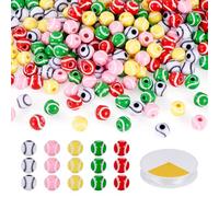 Elecrelive 200Pcs 11mm Colorful Baseball Beads Acrylic Sports Ball Beads with Elastic Rope for Bracelet Necklace Keychain Lanyard Jewelry Making