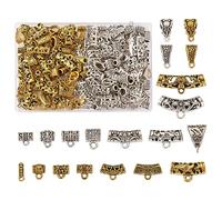 Elecrelive 200Pcs Bail Beads Charms Spacer Bead Hanger Links Charms 20 Styles Golden Silver Metal Link Connectors for European Bracelet Necklace Jewelry Supplies