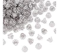 Elecrelive 200Pcs Flower Cone End Caps Silver Filigree Bead Caps Metal Spacer Beads 6x4.5mm for Necklace Bracelet Earring Jewelry Supplies