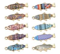 Elecrelive 20Pcs Enamel Fish Charms Sea Animal Enamel Pendants 10 Colors Summer Ocean Small Fish Charms for Bracelet Necklace Keychain Jewelry Accessories
