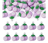 Elecrelive 20Pcs Mangosteen Charms Plastic Fruit Charms Tiny Food Dangle Pendant for DIY Necklace Bracelet Earrings Keychain Crafting
