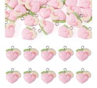 Elecrelive 20Pcs Peach Charms Plastic Fruit Charms Tiny Food Dangle Pendant for DIY Necklace Bracelet Earrings Keychain Crafting