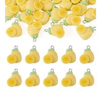 Elecrelive 20Pcs Pineapple Charms Plastic Fruit Charms Tiny Food Dangle Pendant for DIY Necklace Bracelet Earrings Keychain Crafting