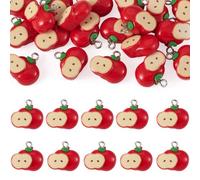 Elecrelive 20Pcs Red Apple Charms Plastic Fruit Charms Tiny Food Dangle Pendant for DIY Necklace Bracelet Earrings Keychain Crafting
