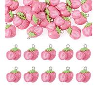 Elecrelive 20Pcs Strawberry Charms Plastic Fruit Charms Tiny Food Dangle Pendant for DIY Necklace Bracelet Earrings Keychain Crafting