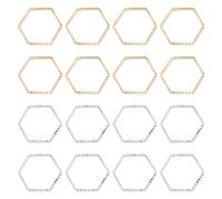 Elecrelive 24Pcs Hexagon Linking Rings Golden Silver Earring Beading Hoops Hollow Frame Charms for Necklace Bracelet Earring Crafts Supplies