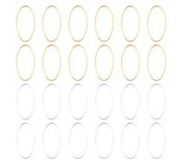 Elecrelive 24Pcs Oval Open Bezels Connector Charms Golden Silver Earring Beading Hoops Hollow Frame Pendant for Necklace Bracelet Earring Crafts Supplies