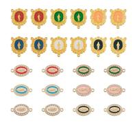 Elecrelive 24Pcs Virgin Mary Charms Our Lady Miraculous Medal Floral Rosary Centerpiece Colorful Rhinestone Crucifix Connection for DIY Jewelry Rosary Holy Beads Bracelet Necklace