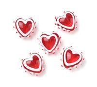Elecrelive 2Pcs Heart Beads for Jewelry Making, Red Painted Lampwork Bumpy Beads Hand Drawn Heart Crystals for Valentine's Day Bracelet Necklace Earring Crafts