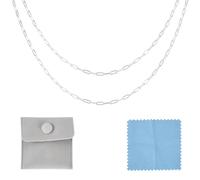 Elecrelive 3.28 Ft 925 Sterling Silver Paperclip Chains 1.7mm Permanent Jewelry Chains Soldered Oval Link Necklace with Square Velvet Bag for Women's Trendy Layering Necklace Bracelet Making