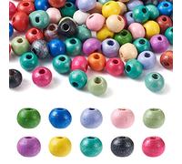 Elecrelive 300Pcs Colorful Round Wooden Beads 6mm Natural Wood Spacer Loose Beads for Bracelet Necklace Craft Home Party Decoration
