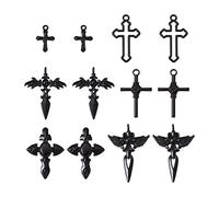Elecrelive 30Pcs Black Cross Charms Christian Jesus Crucifix Cross Pendants Gothic Dangle Pendants Easter Theme Jewelry 23.5x13.5mm for Necklace Bracelet Keychain Making