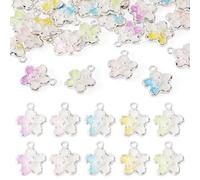 Elecrelive 30Pcs Colorful Flower Charms Flower with Butterfly Enamel Charms Rhinestone Pendants for DIY Necklace Bracelet Earrings Jewelry Making