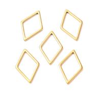 Elecrelive 30Pcs Rhombus Linking Rings Hollow Open Bezel Charms Golden Stainless Steel Earring Beading Hoops for Necklace Bracelet Earring Crafts Supplies