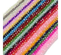 Elecrelive 3mm Faceted Glass Beads for Jewelry Making, Colorful Rondelle Crystal Beads 20 Strands Baked Paint Glass Spacers for DIY Bracelet Necklace Earring Keychain Supplies