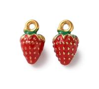Elecrelive 3Pcs Small Red Strawberry Charms Enamel Fruit Charms Tiny 3D Strawberry Pendants for DIY Necklace Bracelet Earrings Keychain Crafting