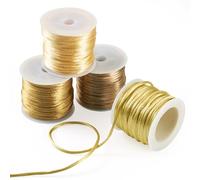 Elecrelive 40 Yards Rattail Satin Cords Gold Nylon String Silk Trim Beading String for Braided Bracelet Kumihimo Lanyards Jewelry Keychain
