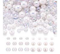 Elecrelive 400Pcs Large Transparent Acrylic Round Beads for Crafts, Mixed White Imitation Pearl Beads for Bracelets Necklaces Keychains Jewelry Making