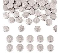 Elecrelive 40Pcs Flat Round Letter Beads 7mm Vowel Letter A E I O U Stainless Steel Alphabet Beads for Jewelry DIY Making Crafts Bracelets Necklaces Ornaments