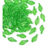 Elecrelive 500Pcs Leaf Charms for Jewelry Making, Green Leaf Beads Transparent Acrylic Pendants for DIY Bracelet Necklace Earring Jewelry Making