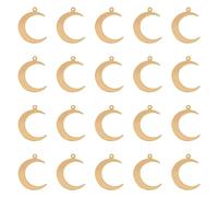 Elecrelive 50Pcs Moon Charms 18K Gold Plated Crescent Charms Hollow Moon Brass Pendants for Necklace Bracelet Earring Jewelry Accessories