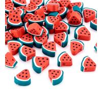 Elecrelive 50Pcs Watermelon Slice Loose Beads Red Fruit Theme Clay Beads Food Spacer Charms for Necklace Bracelets Earrings Key Chains Making