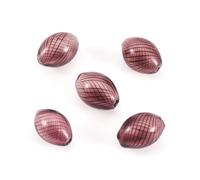 Elecrelive 5Pcs Oval Blown Glass Globe Beads 2-Hole Stripe Pattern Mini Glass Old Rose Hollow Spheres Bottle Charms for Necklace Pendant Earring Christmas Ornaments