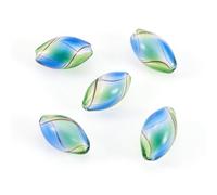 Elecrelive 5Pcs Oval Glass Globe Beads 2-Hole Stripe Pattern Mini Glass Orbs Sky Blue Hollow Spheres Bottle Charms for Necklace Pendant Earring Christmas Ornaments