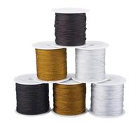 Elecrelive 6 Rolls 0.6mm 0.8mm Nylon String Chinese Knotting Cord 3 Colors Nylon Beading Thread for Kumihimo Friendship Bracelet Necklace Jewelry Crafts