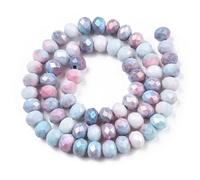 Elecrelive 600Pcs 8mm Dyed Rondelle Glass Beads Strands Gradient Blue AB Color Crystal Beads Imitation Jade Gems for Necklace Bracelet Earrings Jewelry