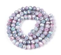 Elecrelive 600Pcs Faceted Rondelle Beads 8mm Dyed Glass Beads Light Blue AB Color Crystal Imitation Jade Gems for Necklace Bracelet Earrings Jewelry Supplies