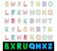 Elecrelive 60Pcs Luminous Lacing Letters Beads Large Bubble Big Alphabet Beads for Bracelet Keychain Bag Charm Spelling Skills