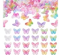 Elecrelive 72Pcs Butterfly Charms for Jewelry Making, 12 Colors Mini Acrylic Butterfly Charms Iridescent Insect Bead Pendants for DIY Nail Art Supplies Bracelet Earing Keychain Crafting