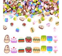 Elecrelive 80G Assorted Food Polymer Clay Beads Fries Burger Ice Cream Bead Charms Mixed Spacer Clay Accessories for Friendship Bracelets Necklace Jewelry Making