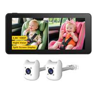 ELECROW 2-Kids Baby Car Camera for Seat with 6.86 Inch Ultrawide Display, Car Camera for Baby Kit USB Powered Backseat with Two Cameras 1080P HD Rear View & IR Night Vision, Easy to Install