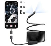 Elecshion [Dual-Lens] Endoscope Camera with Light, 1920P HD Borescope with 8+1 Adjustable LED Lights, IP67 Waterproof 16.5FT Semi-Rigid Snake Cord Inspection Camera for iPhone, iPad and Android