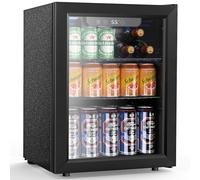 Electactic - 68 Can Refrigerator Cooler, 1.7 Cubic Feet Door Glass Mini Refrigerator for Beer, Soda, Wine, Digital Temperature Control for Home, Office,