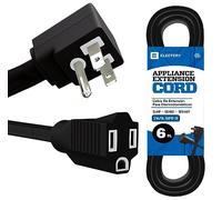ELECTERY Heavy Duty Appliance Extension Cord, 14 AWG - 3 Prong Grounded Flat Plug, Black Power Wire for Indoor Air Conditioner and All Major Appliances, 15 Amps, 1875W, ETL Listed. (6 Ft)